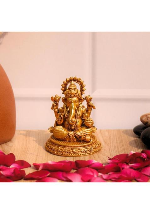Bharat Idols Dagdusheth Ganpati Brass Idol Chaturbhuj Ganesh Murti with Modak and Abhaya Mudra
