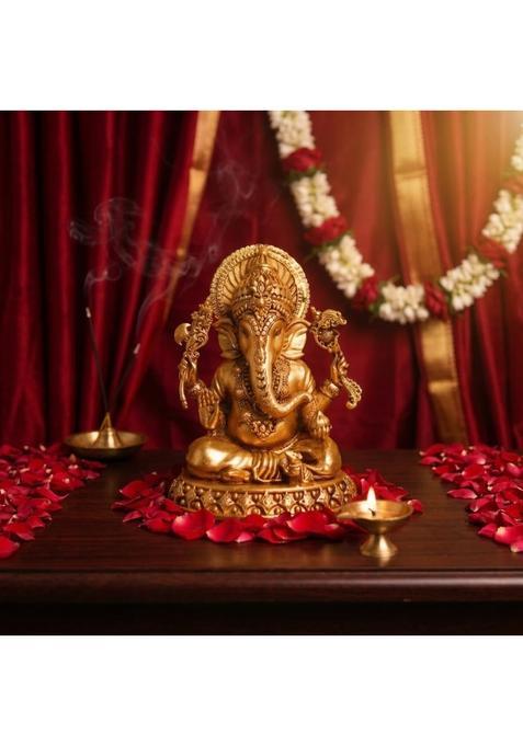Bharat Idols 100 Percent Pure Brass Halwai Ganesha Idol Ganpati Bappa Murti for Home Mandir Vastu