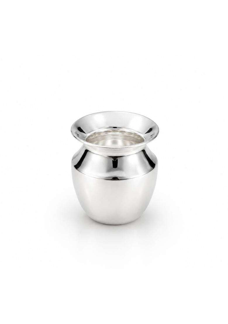 Pure Silver Kalash Lotani for Pooja Traditional Silver Pooja Kalash for Home Temple Mandir Griha Pravesh - Indya