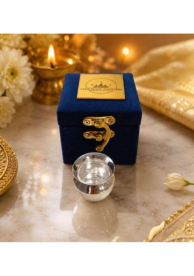 Pure Silver Kalash Lotani for Pooja Traditional Silver Pooja Kalash for Home Temple Mandir Griha Pravesh - Indya