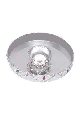 Tedlayer Silver Plated Nag 4 Inchi Pooja Thali 6 Pcs Set for Diwali Raxabandhan Griha Pravesh Navratra