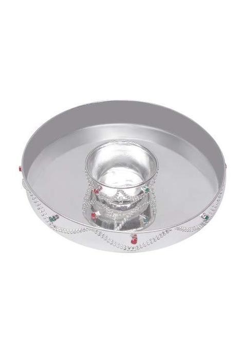 Tedlayer Silver Plated Nag 4 Inchi Pooja Thali 6 Pcs Set for Diwali Raxabandhan Griha Pravesh Navratra