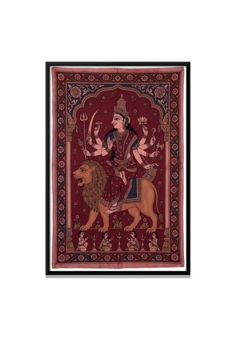 Upbeat Kalamkari Painting for Living Room Big Size Goddess Durga Ji on Lion