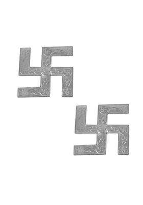 Gehnabox Pure Silver Swastik Symbol for Pooja Auspicious Vastu and Diwali Decor Pack of 2