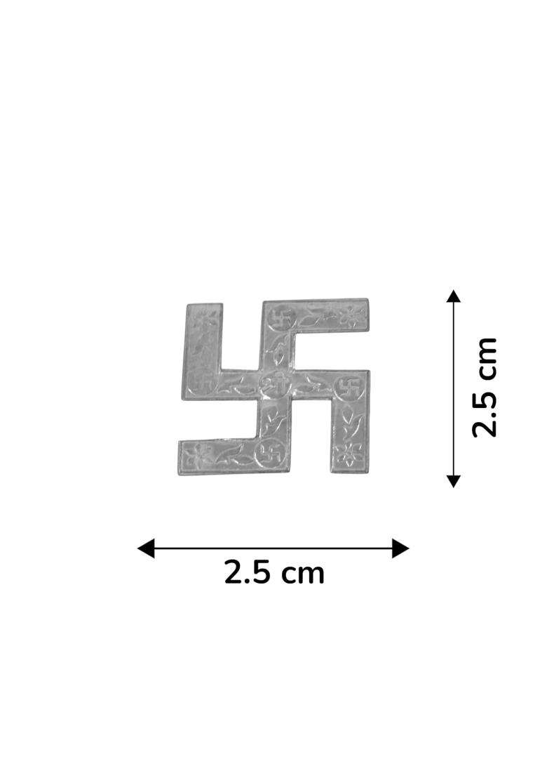 Gehnabox Pure Silver Swastik Symbol for Pooja Auspicious Vastu and Diwali Decor Pack of 2 - Indya