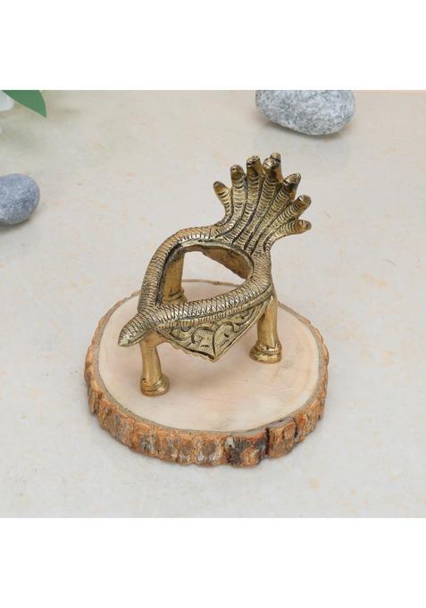Kartique Gold Brass Sheshnag Shankh Stand Naag Conch Holder for Pooja 5 Inch