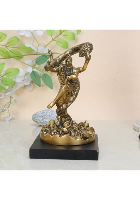 Kartique Brass Shiva Dancing with Snake Idol Vasuki Naag Murti 6 Inch Gold