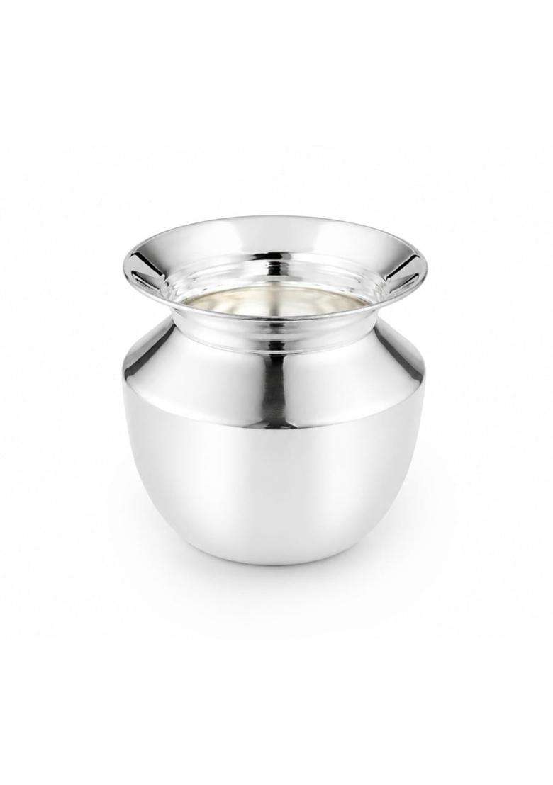 Pure Silver Kalash Lotani for Pooja Traditional Silver Pooja Kalash for Home Temple Mandir Griha Pravesh - Indya