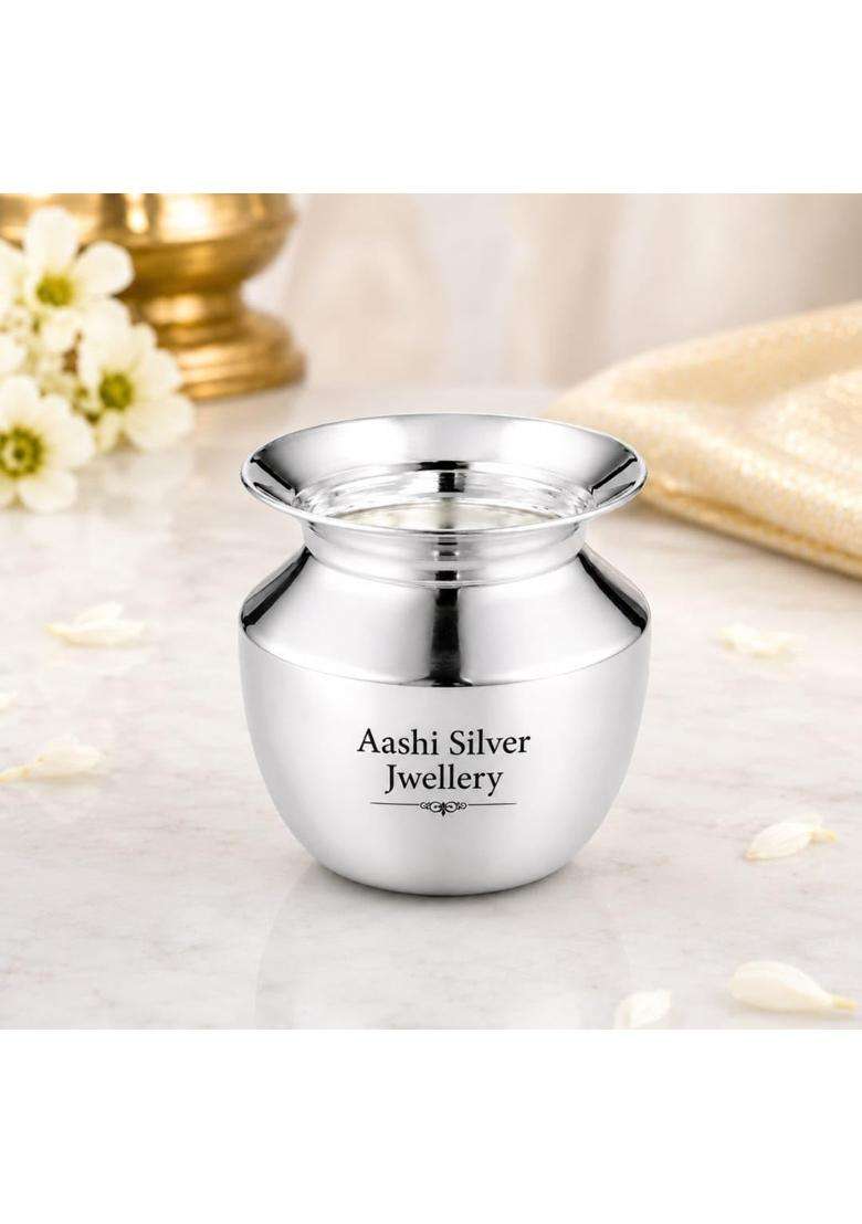 Pure Silver Kalash Lotani for Pooja Traditional Silver Pooja Kalash for Home Temple Mandir Griha Pravesh - Indya