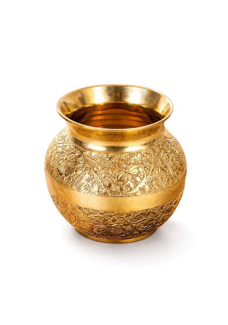 Mkd2 Rise Gold Brass Lota for Puja Brass Kalash for Pooja - Indya
