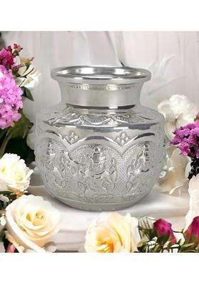 Sigaram German Silver Kalash for Pooja 5 Inch Ashtalakshmi Design Puja Kalash Pot Chambu Lota