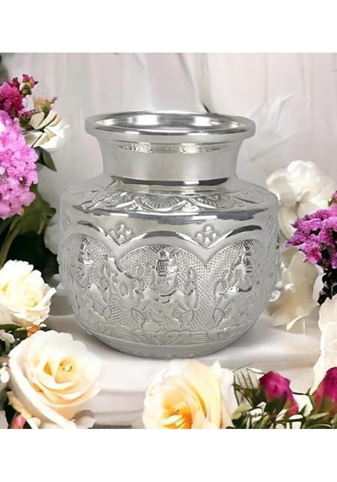Sigaram German Silver Kalash for Pooja 5 Inch Ashtalakshmi Design Puja Kalash Pot Chambu Lota