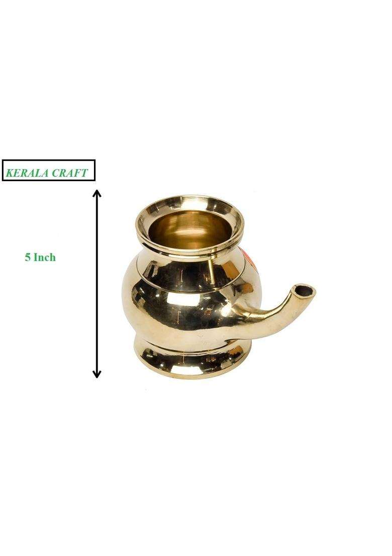Kerala Craft Pure Brass Kindi Lota Lutiya Pooja Kalash Sacred Water Vessel for Home Kerala Temple Wedding - Indya