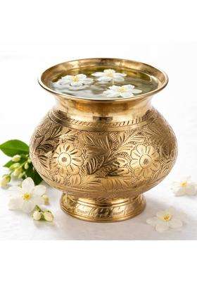 Mkd2 Rise Gold Pure Brass Lota for Puja 500 ML Handcrafted Brass Kalash for Pooja Karwa Chauth Lota