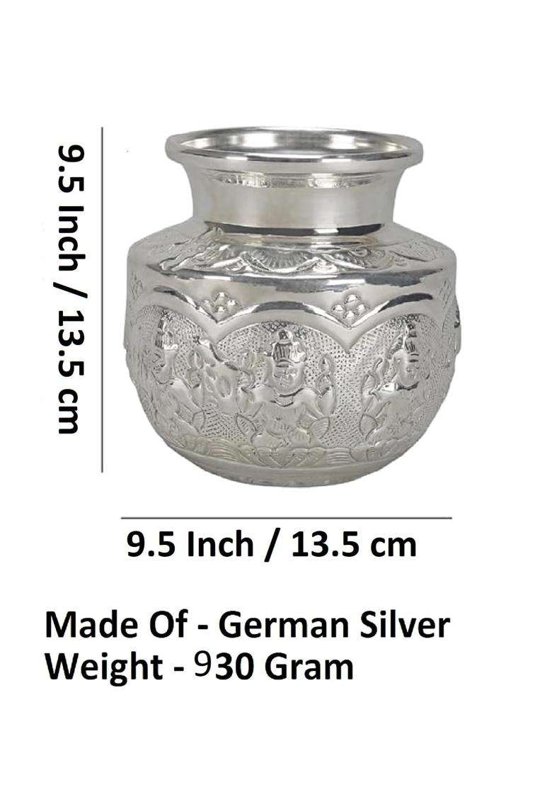 Pure German Silver Ashtalakshmi Chombu Kalash 10 X 8 X 15 Cms Ashtalakshmi Lota Astalakshmi Kalash Set 460Gms - Indya