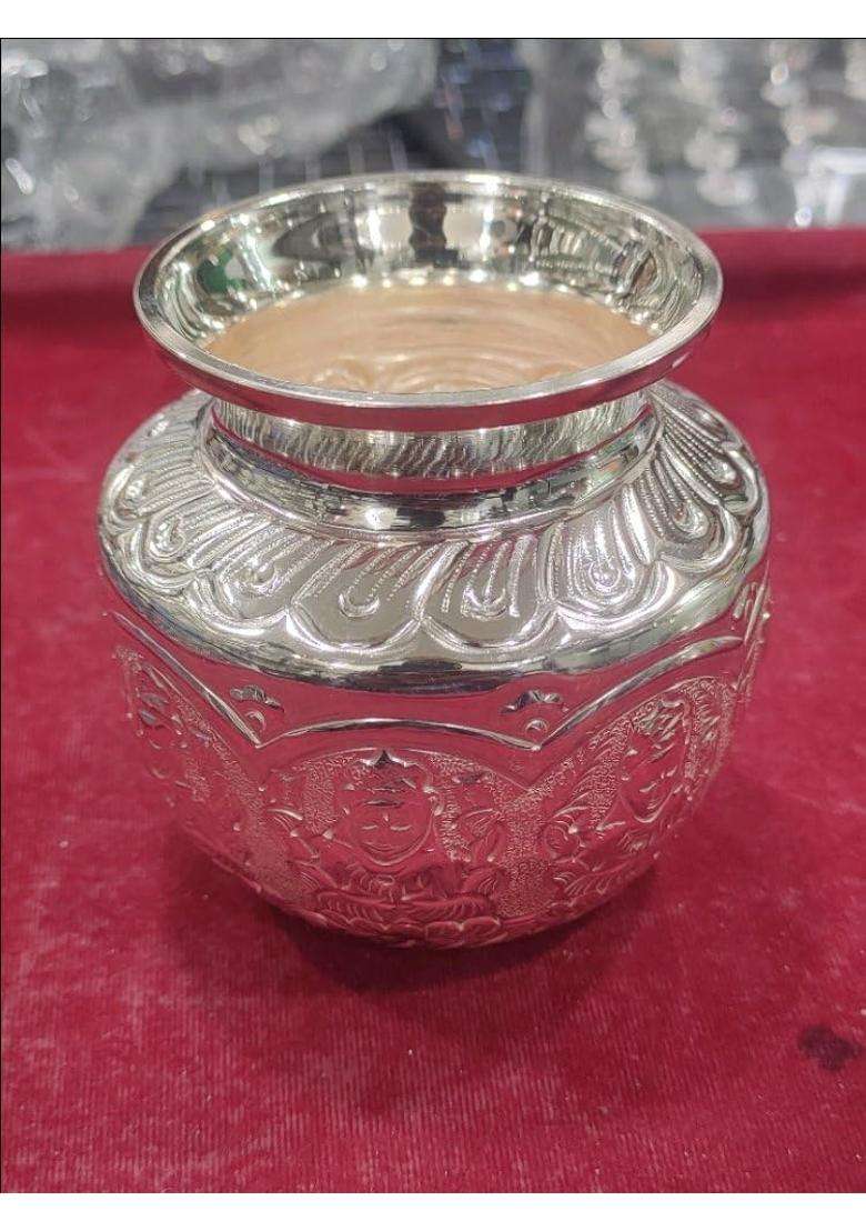 Pure German Silver Ashtalakshmi Chombu Kalash 10 X 8 X 15 Cms Ashtalakshmi Lota Astalakshmi Kalash Set 460Gms - Indya