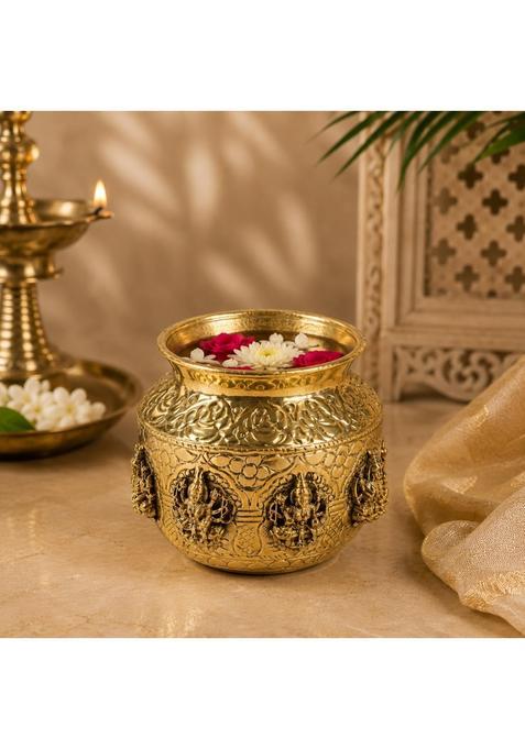 Natriel Gold Handcrafted Brass Ashtalakshmi Kalash Small