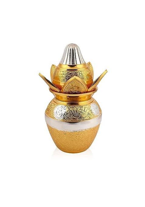 The Healing Store German Gold Silver Plated Pooja Kalash Lota with Coconut