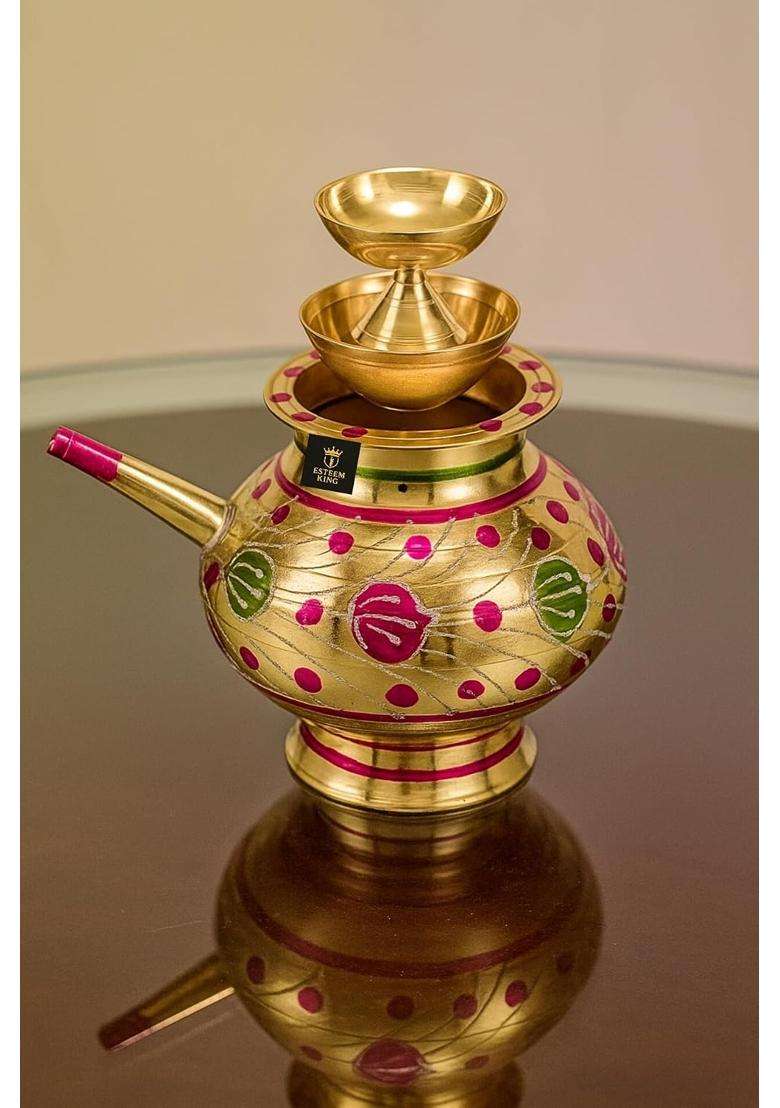 Esteem King Color Brass Karwa Chauth Lota Pooja Kalash Karwa Lota Pack of 1 - Indya