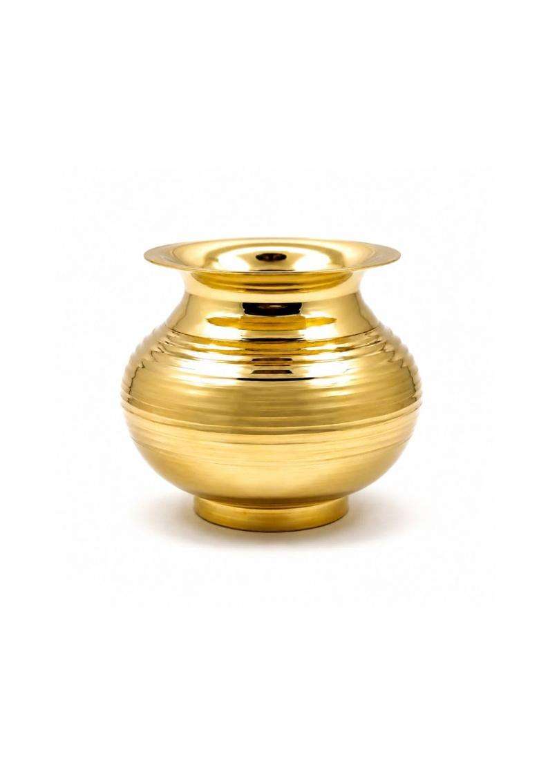 NYRA Gold Peetal Brass Designer Glossy Finish Heavy Water Storage Lota Gunj Kalash Chambu for Home Kitchen - Indya