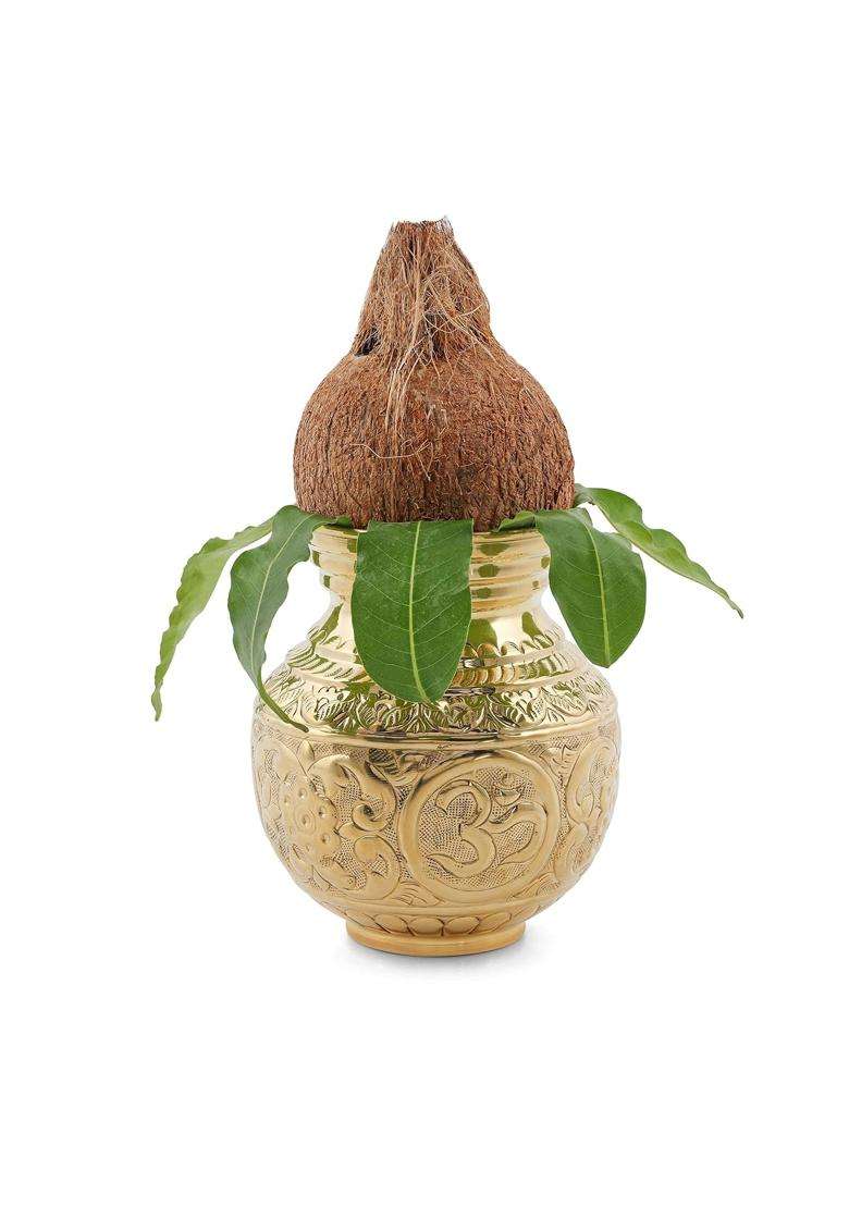 Brass Globe Brass Gold Pitcher Pooja Lota - Indya
