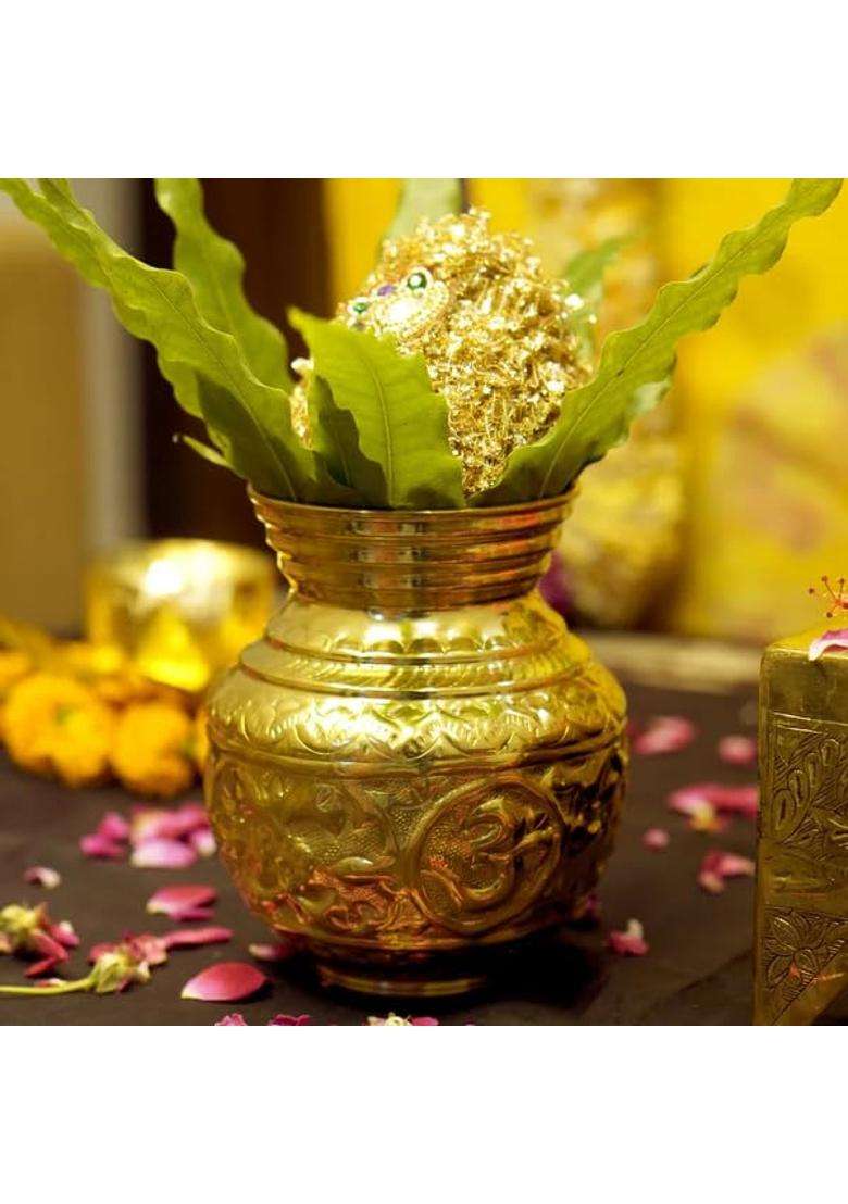 Brass Globe Brass Gold Pitcher Pooja Lota - Indya