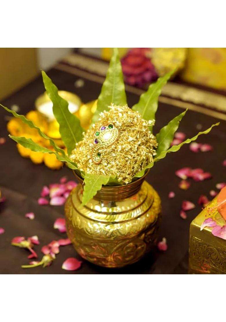 Brass Globe Brass Gold Pitcher Pooja Lota - Indya