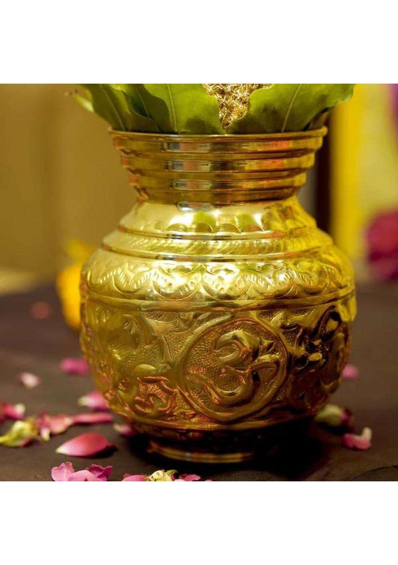 Brass Globe Brass Gold Pitcher Pooja Lota - Indya