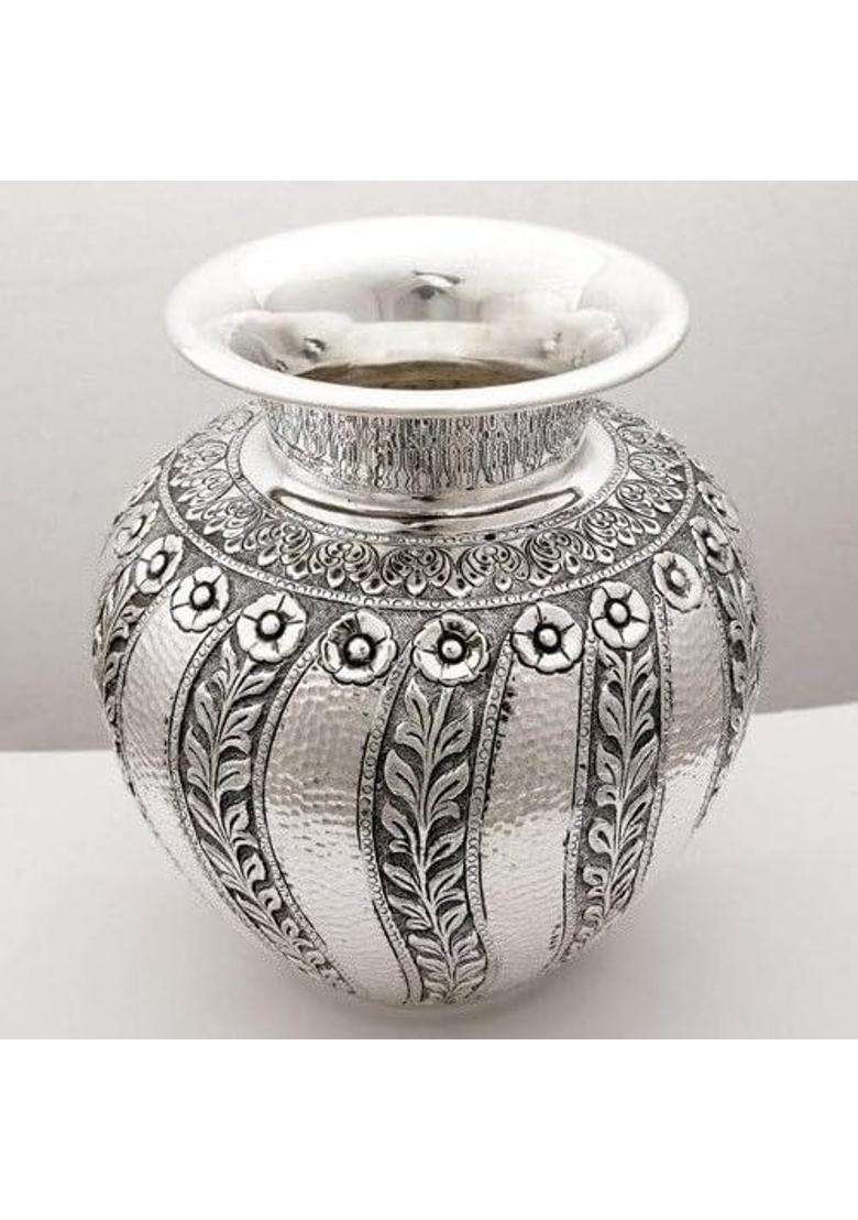 Pure German Silver Designer Nakashi Kalash Lota for Pooja Puja Silver Design Metal Pooja Kalash Chambu Lota - Indya