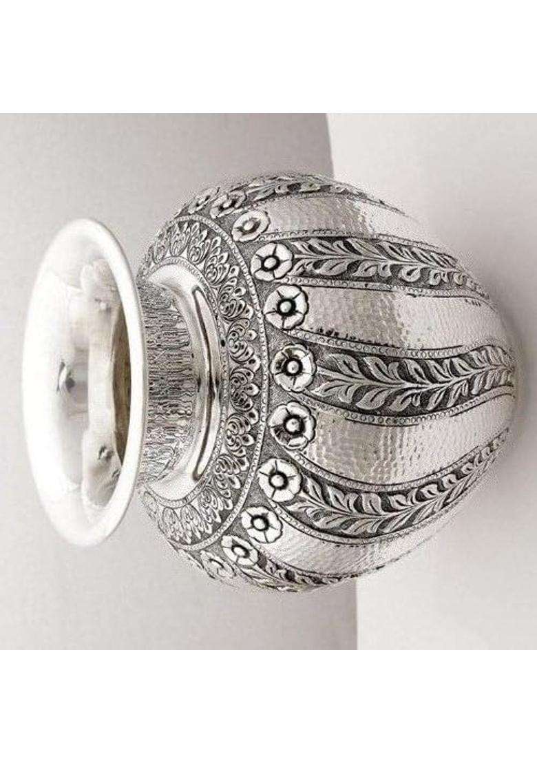 Pure German Silver Designer Nakashi Kalash Lota for Pooja Puja Silver Design Metal Pooja Kalash Chambu Lota - Indya