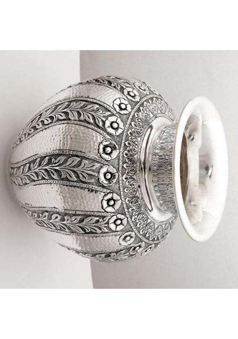 Pure German Silver Designer Nakashi Kalash Lota for Pooja Puja Silver Design Metal Pooja Kalash Chambu Lota - Indya