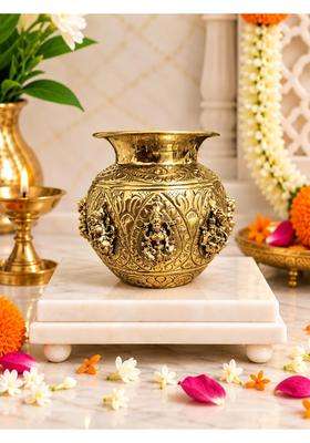 Golden Ashta Lakshmi Brass Kalash Pooja Kalash