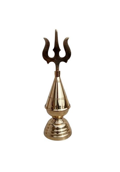 Gold Shrijimathura Temple Kalash Pure Brass Orginal Vrindawani 2 Steps Trishul Artical on Top