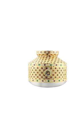 Gold SGR Handicrafts Meenakari Steel Kalash for Pooja Decorative Pot Ghadoli Designer Matki Beeda Set