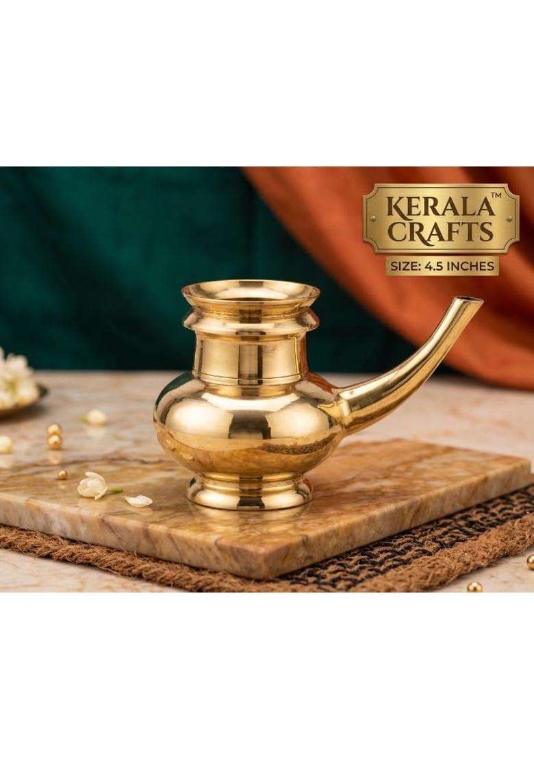 Kerala Crafts Gold Pure Brass 4 and Half Inch Kindi Lota Lutiya Kalash - Indya