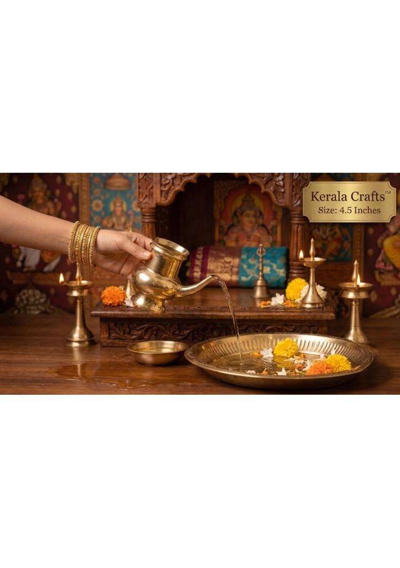 Kerala Crafts Gold Pure Brass 4 and Half Inch Kindi Lota Lutiya Kalash - Indya