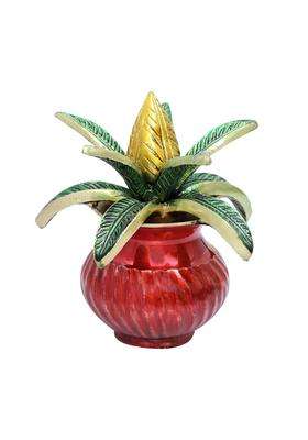 D Brasso Multicolour Brass Mangal Kalash with Coconut Traditional Pooja Kalash for Home Temple