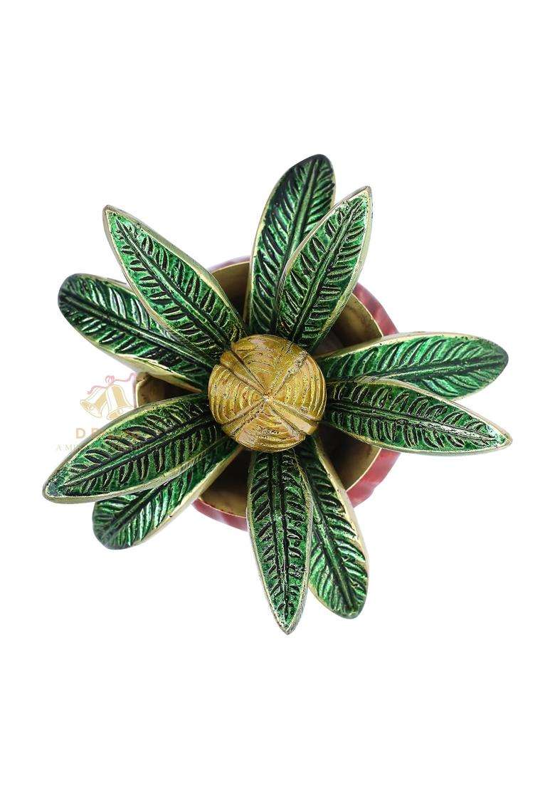 D Brasso Multicolour Brass Mangal Kalash with Coconut Traditional Pooja Kalash for Home Temple - Indya