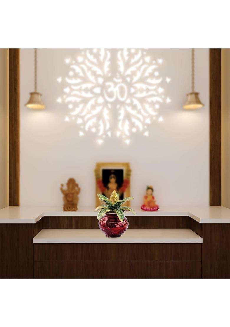 Devdecor Brass Multicolour Mangal Kalash with Coconut Decorative Brass Kalash for Pooja Mandir and Home Decor - Indya