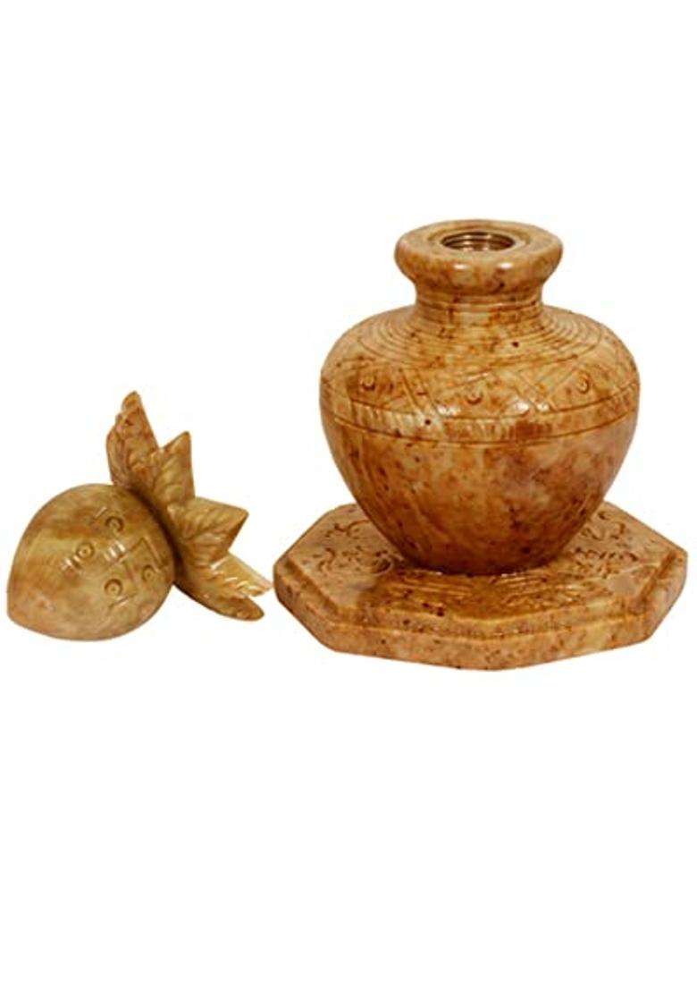 Live Vaastu Brown Vastu Marble Mangal Kalash Prosperity and Lucky Charm - Indya