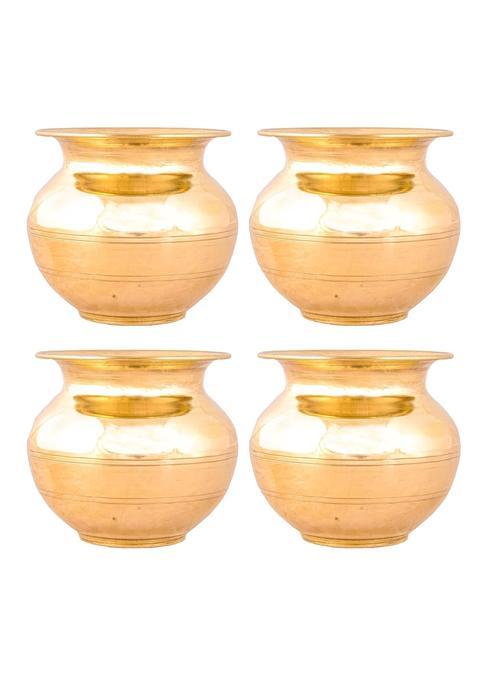 Shiv Shakti Arts Yellow Pure Brass Kalash Lota for Suryanamaskar and Poojan Purpose ML Pack of 4