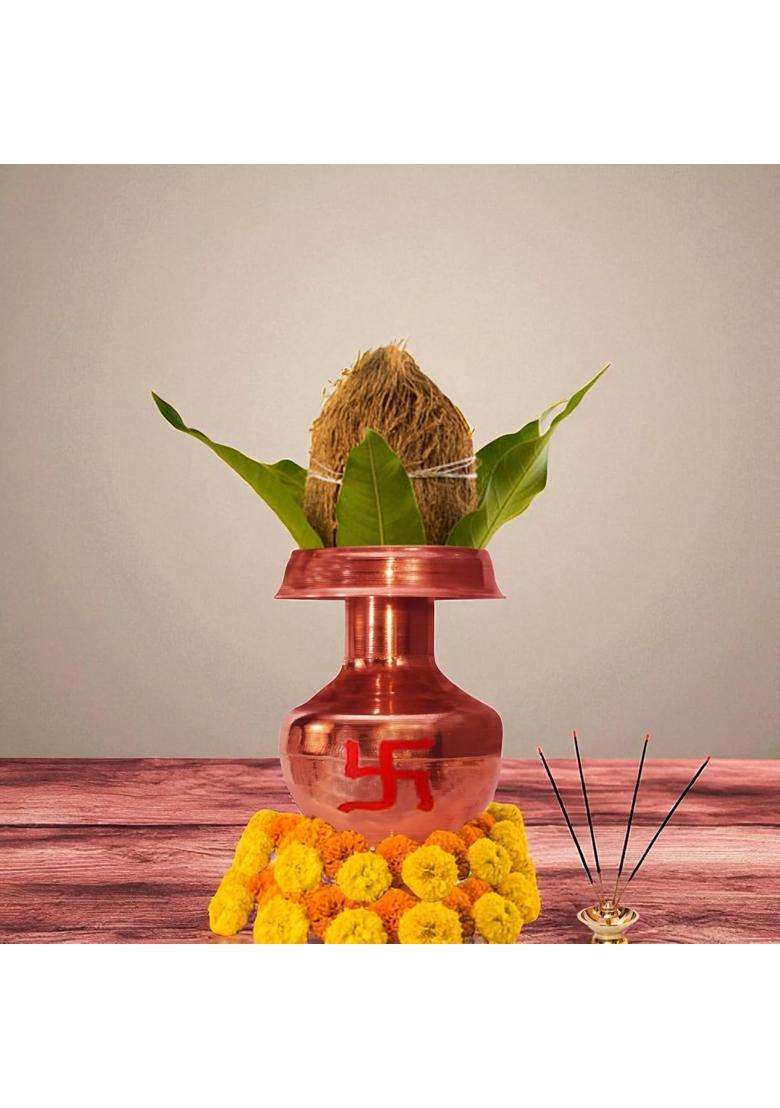 Shrinika Pure Copper Devi Ghot Pooja Kalash Lota for Puja Temple and Home Rituals - Indya