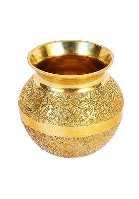 Mkd2 Rise Gold Brass Lota for Puja 500ML Pure Brass Kalash for Pooja Mandir and Rituals