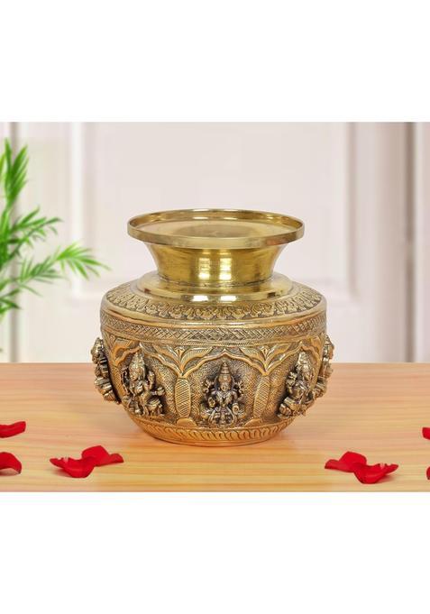 Dattatreya Bronze Ashtalakshmi Kalash Laxmi Lota Decorative Karwa Chauth Diwali Pooja for Home Decor Temple