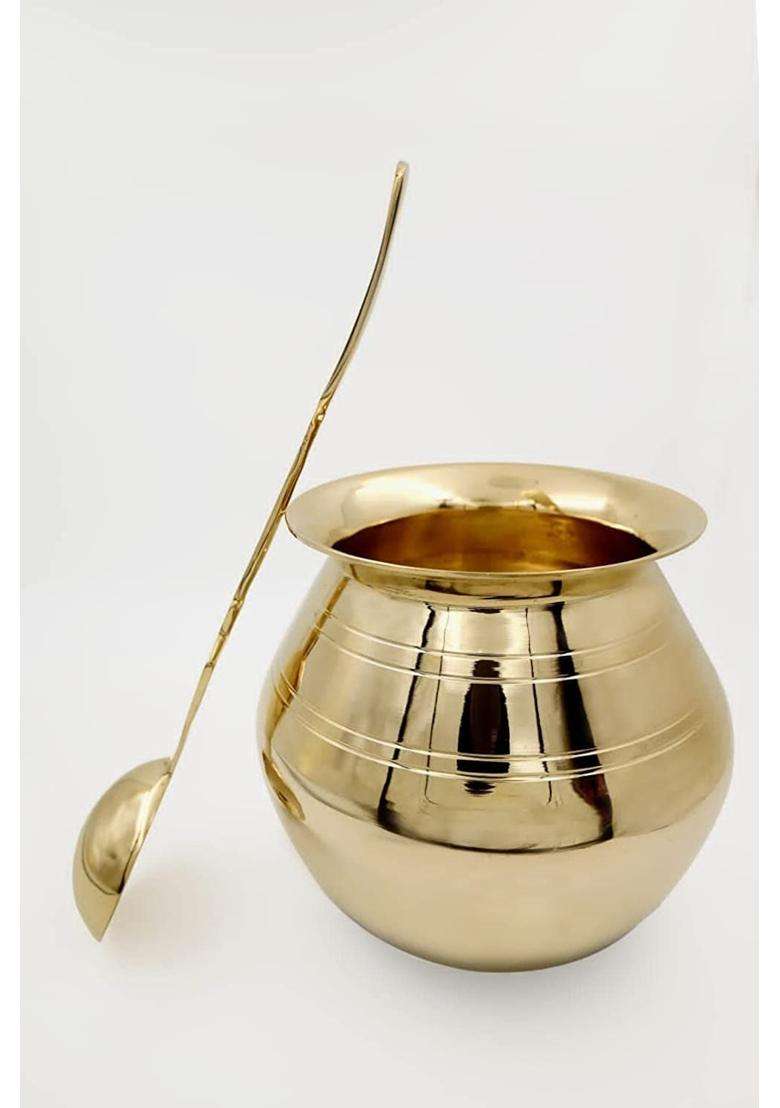 Utensils Masters Small Lota Kalash Combo of Bronze Achmani with Bronze Kalash Lota Gadvi for Poojan Purpose - Indya