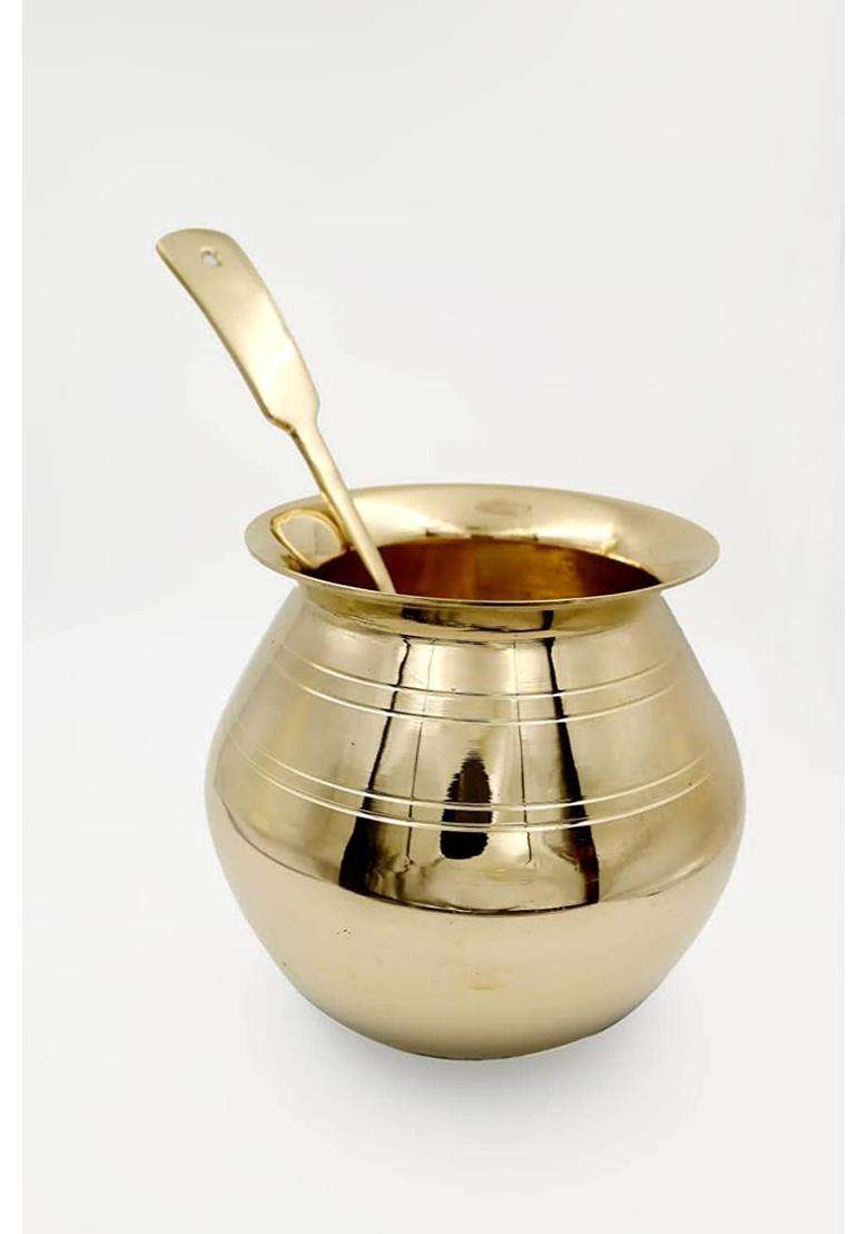 Utensils Masters Small Lota Kalash Combo of Bronze Achmani with Bronze Kalash Lota Gadvi for Poojan Purpose - Indya