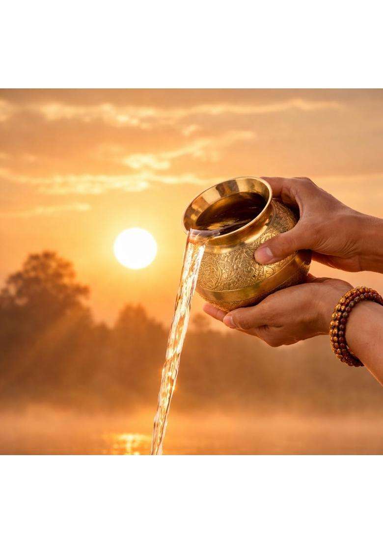 Gold Pure Brass Lota for Puja Kalash for Pooja 400 ML 1 Piece - Indya