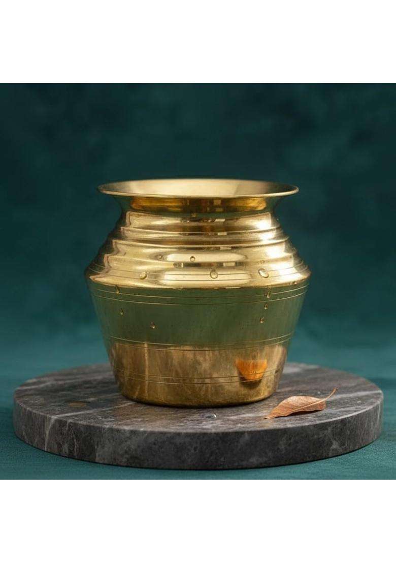 SF Steel Factory Gold Brass Kalash for Pooja 1 and Half Litre Big Size - Indya