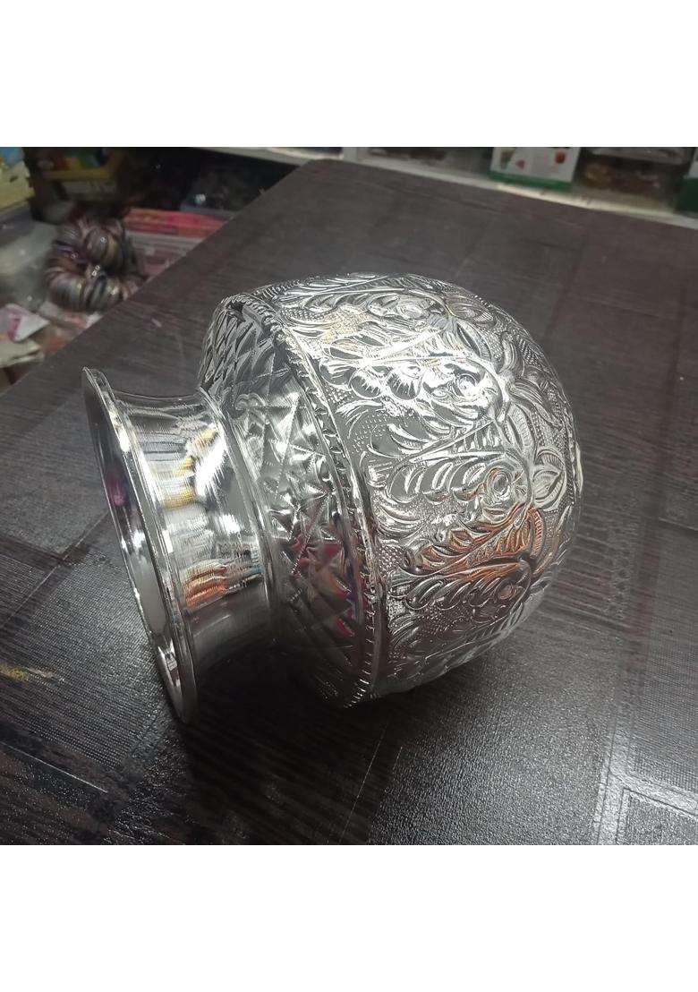 Pure German Silver Kalash for Pooja Chandi Lota Sangli Kalasha for Puja 390GM German Silver Kalash Pot Sombu - Indya