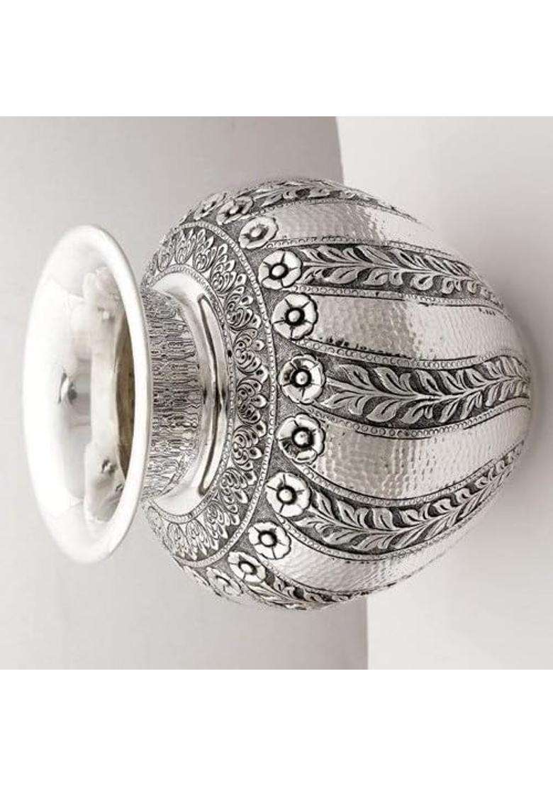 Pure German Silver Designer Nakashi Kalash Lota for Pooja Puja Silver Design Metal Pooja Kalash Chambu Lota - Indya